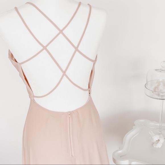 NWT Blush Pink Backless Chiffon Gown - Picture 5 of 7